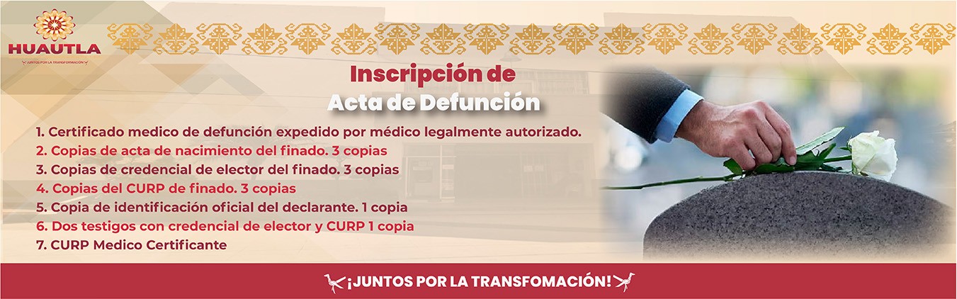 Inscripción de Actas de Defunción